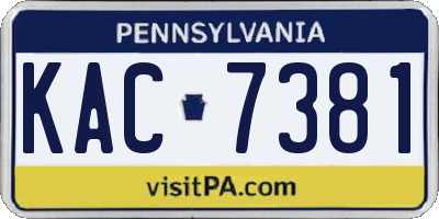 PA license plate KAC7381