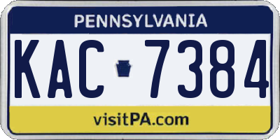PA license plate KAC7384