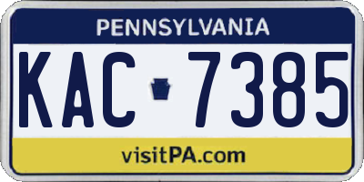 PA license plate KAC7385