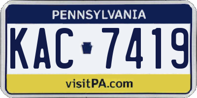 PA license plate KAC7419