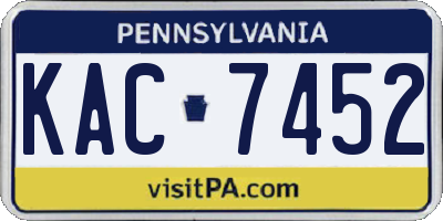 PA license plate KAC7452