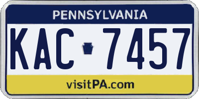 PA license plate KAC7457