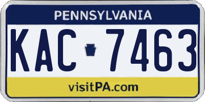 PA license plate KAC7463