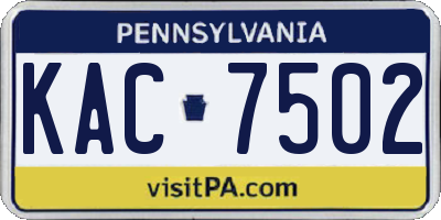 PA license plate KAC7502