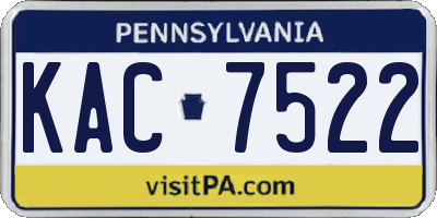 PA license plate KAC7522