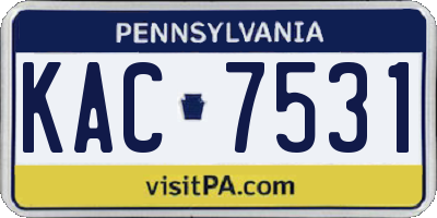 PA license plate KAC7531