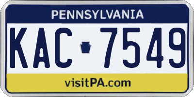 PA license plate KAC7549