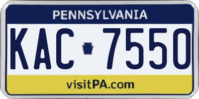 PA license plate KAC7550