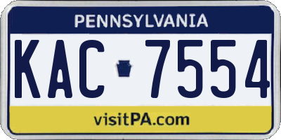 PA license plate KAC7554