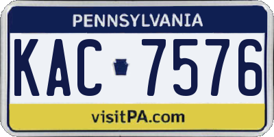 PA license plate KAC7576