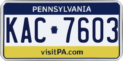 PA license plate KAC7603