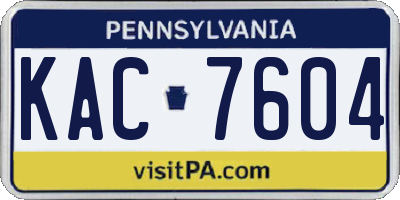 PA license plate KAC7604