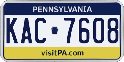 PA license plate KAC7608