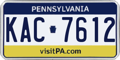 PA license plate KAC7612