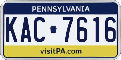 PA license plate KAC7616