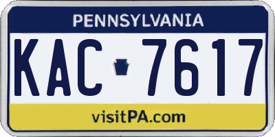 PA license plate KAC7617