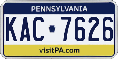 PA license plate KAC7626