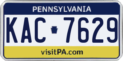 PA license plate KAC7629