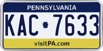 PA license plate KAC7633