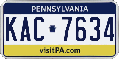 PA license plate KAC7634
