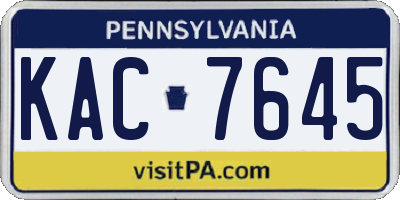 PA license plate KAC7645