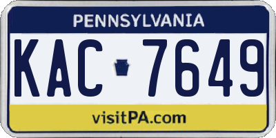 PA license plate KAC7649