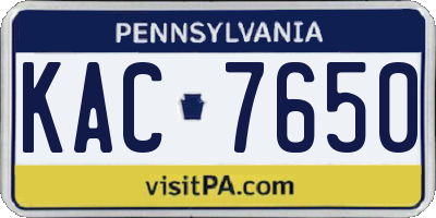 PA license plate KAC7650