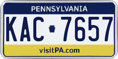 PA license plate KAC7657