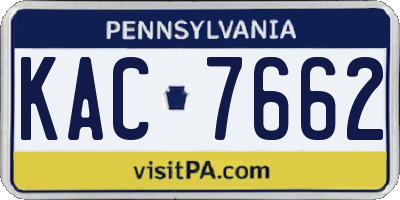 PA license plate KAC7662