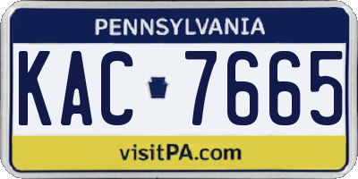 PA license plate KAC7665