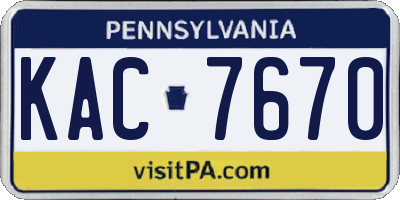 PA license plate KAC7670