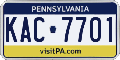 PA license plate KAC7701
