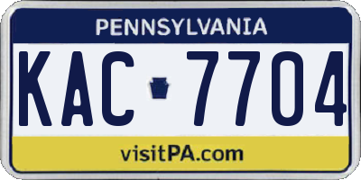 PA license plate KAC7704