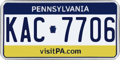 PA license plate KAC7706