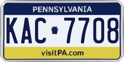 PA license plate KAC7708