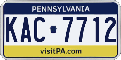 PA license plate KAC7712