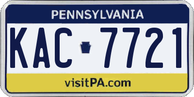 PA license plate KAC7721