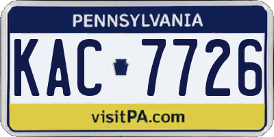 PA license plate KAC7726
