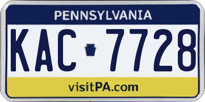 PA license plate KAC7728