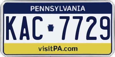PA license plate KAC7729