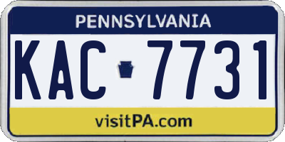 PA license plate KAC7731
