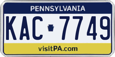 PA license plate KAC7749