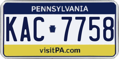 PA license plate KAC7758