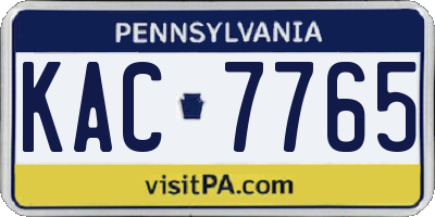 PA license plate KAC7765
