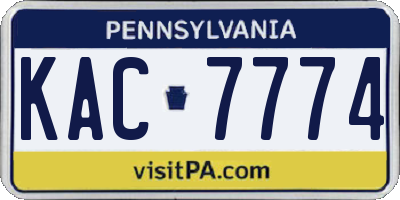 PA license plate KAC7774