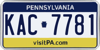 PA license plate KAC7781