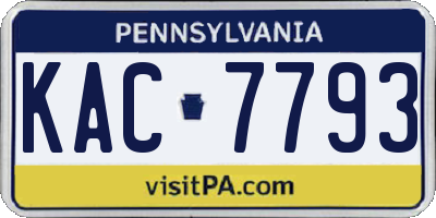 PA license plate KAC7793