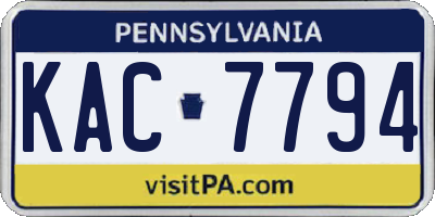 PA license plate KAC7794