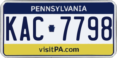 PA license plate KAC7798