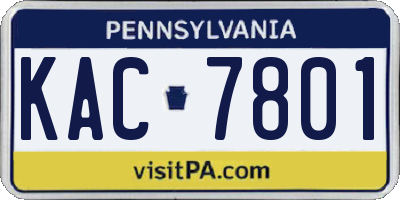 PA license plate KAC7801